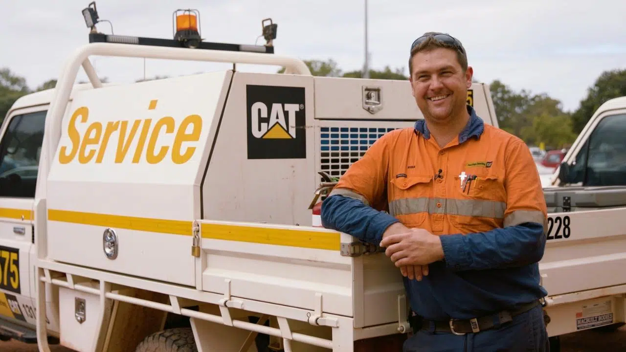 How-long-will-each-interview-take? Field technician leaning on work ute, smiling in an interview