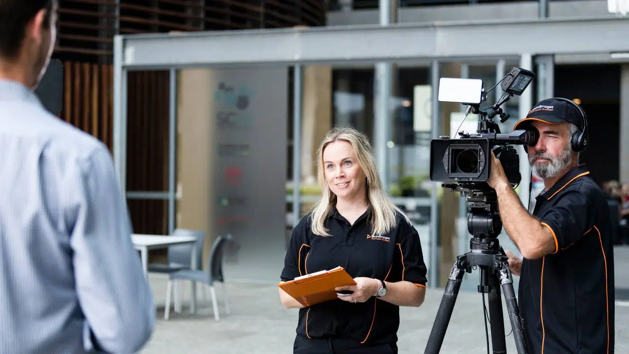 What-role-does-the-interviewer-play Sound images cameraman and interview filming an interview with an employee