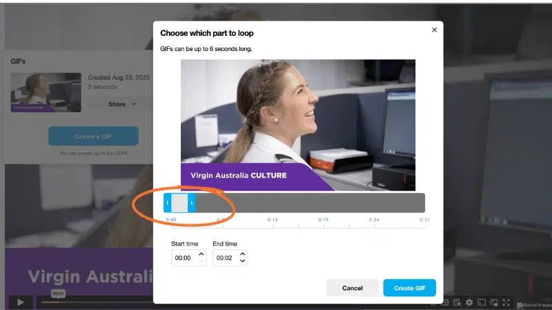 Choose-video-section-to-loop Scene from a video uploaded to vimeo with section to loop chosen