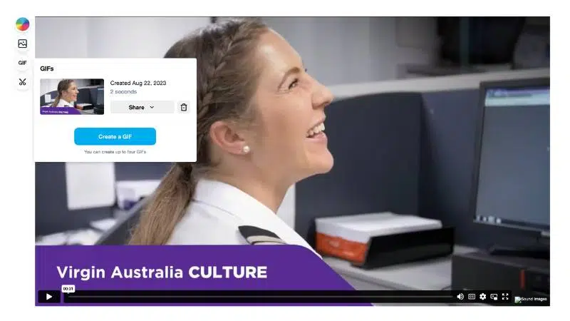 Step-4-gif-share-button Gif share button selected next to video scene in vimeo