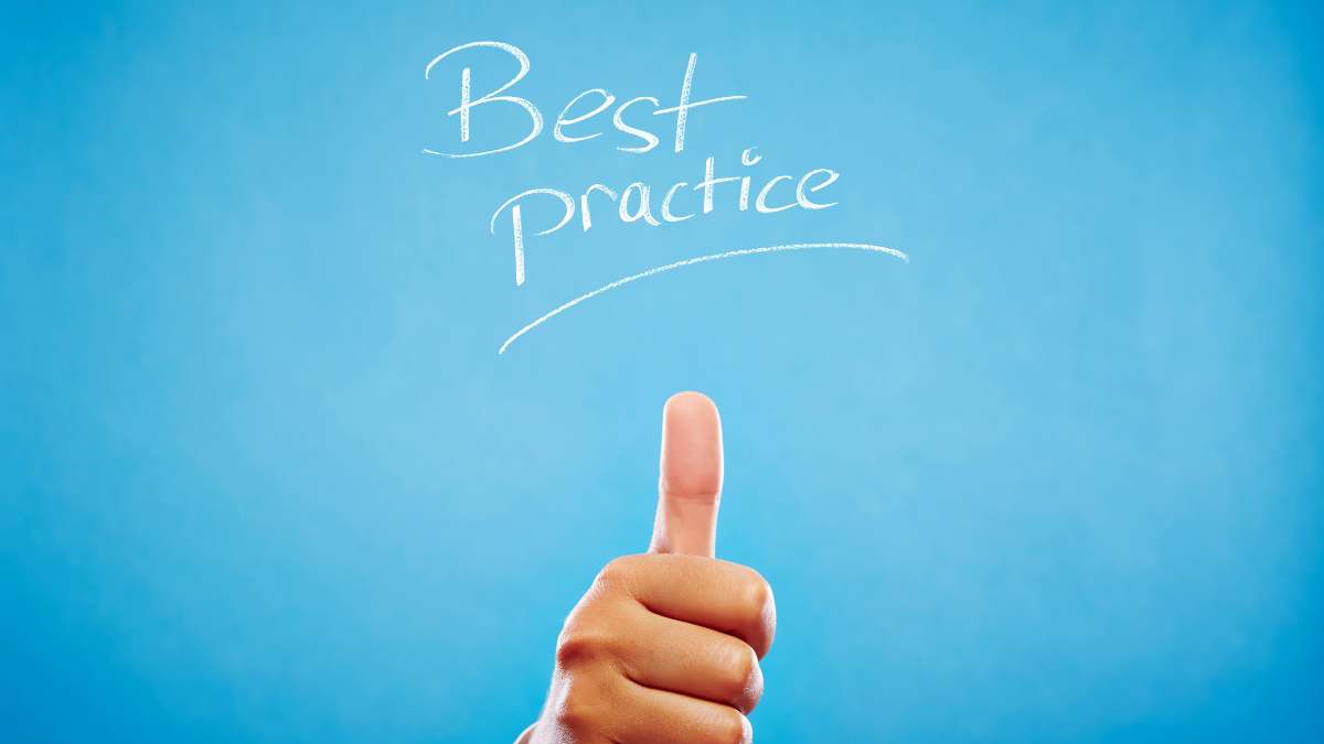 Best-practices-for-video-asset-management Best practice written as a graphic behind a 'thumbs up'