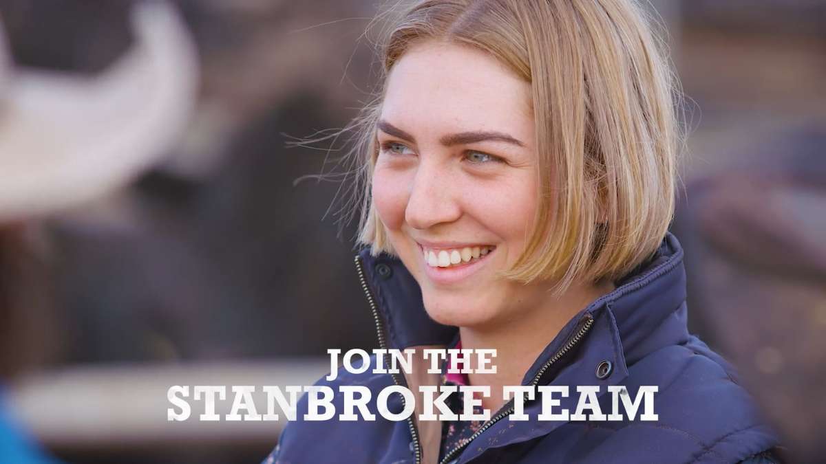 Thumbnail with women employee smiling and a title that says 'Join the Stanbroke team'