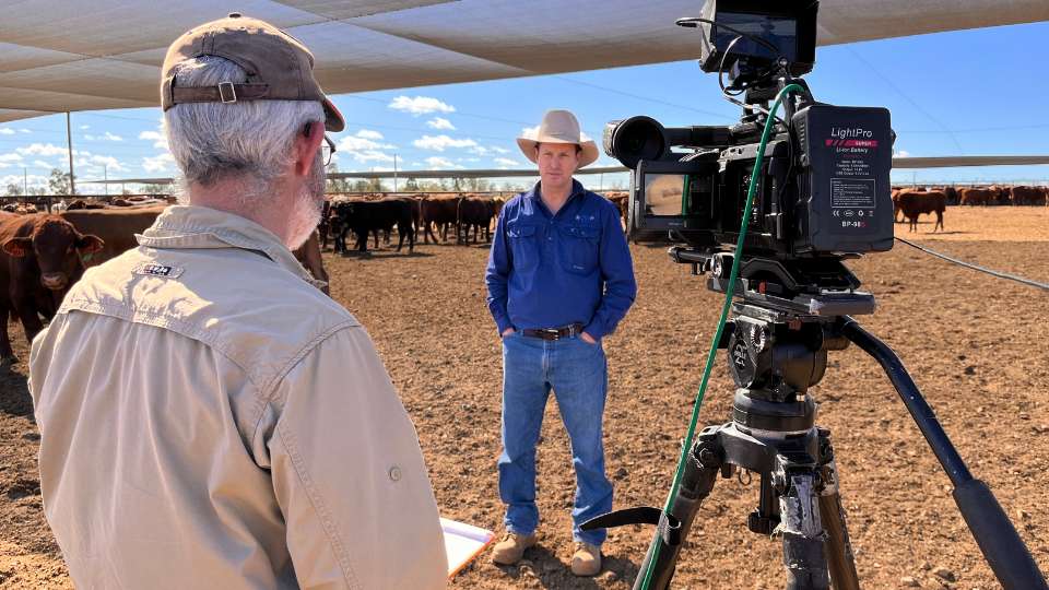 Client testimonials 27 Famer in front of video camera being interviewed for case study video