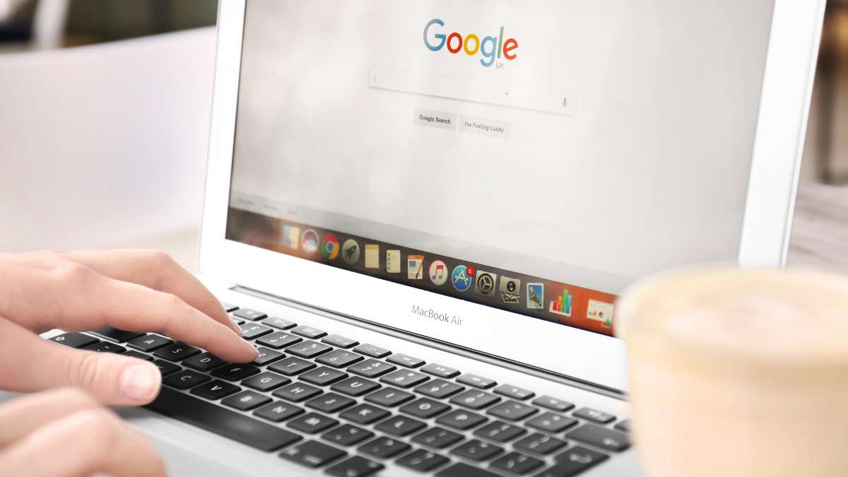 Pload-video-to-google-business-profile Laptop with google search screen